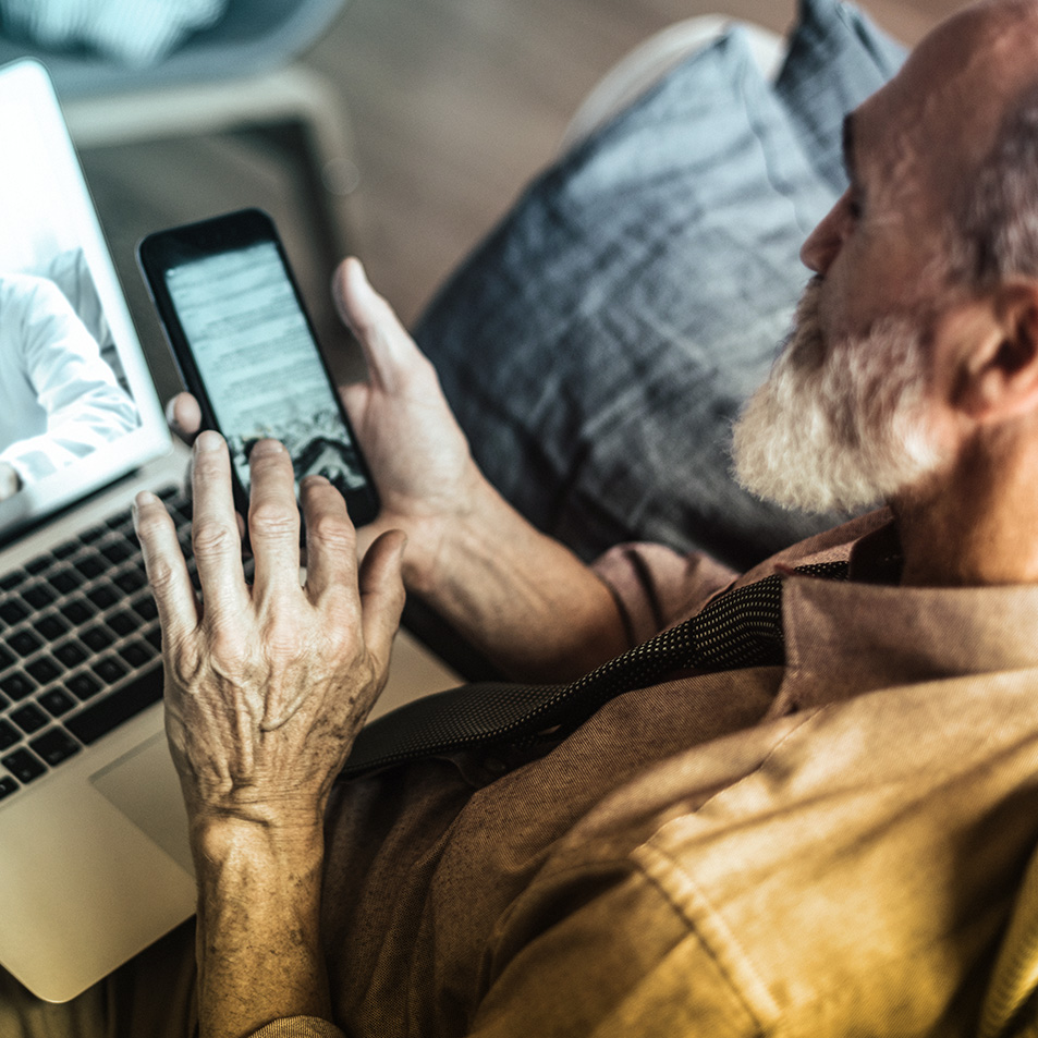 Man searching on his phone